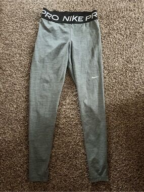 Nike Gray Kids Performance Leggings with Branded Waistband